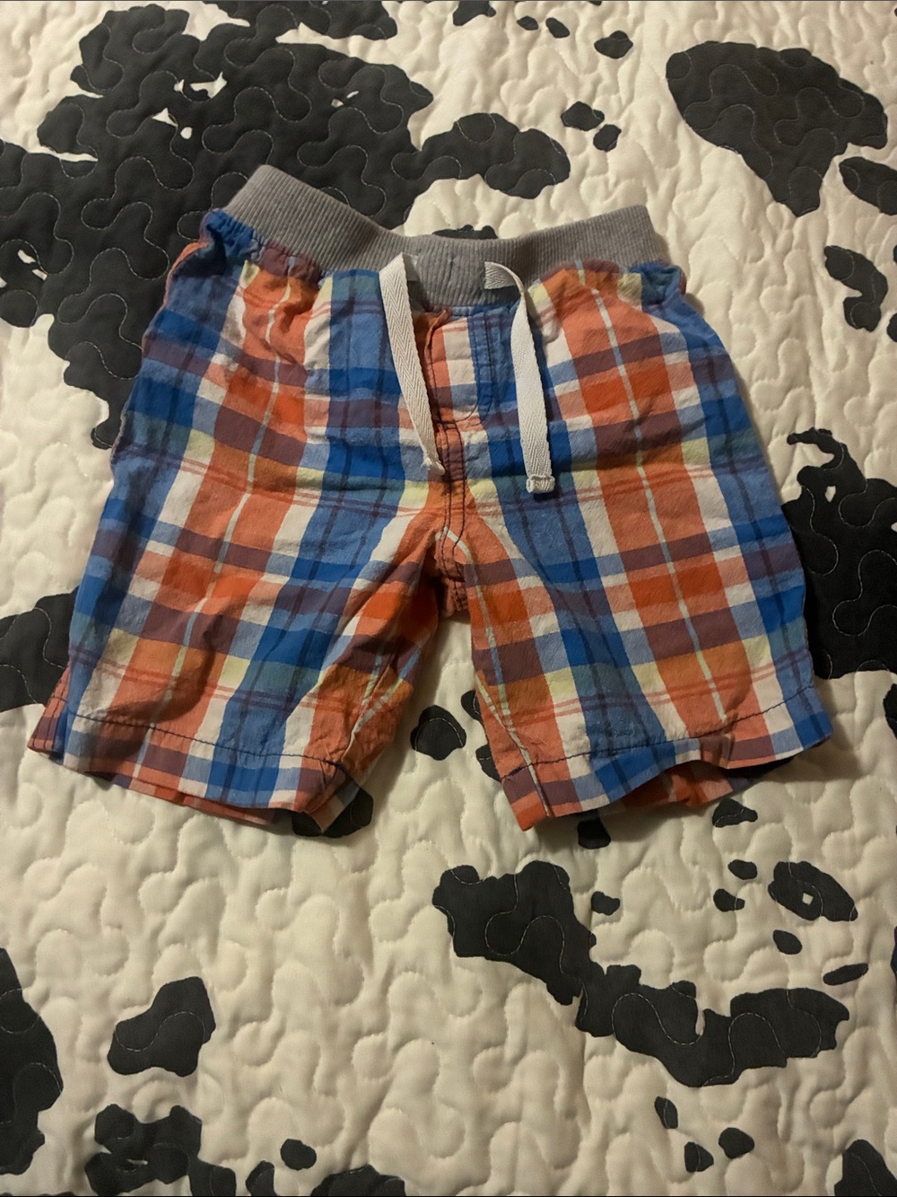 Wonder kids Blue & Orange Plaid Pull-On Shorts